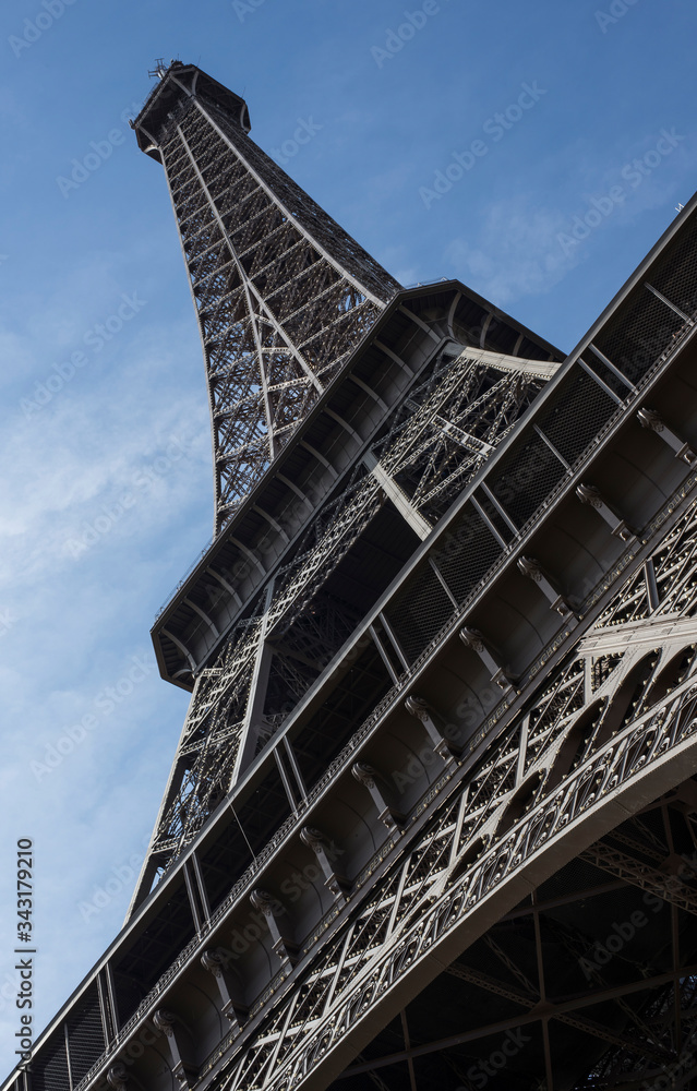 Eiffel Tower under the blue sky, Paris, France
