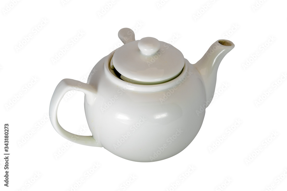 White porcelain teapot isolate on a white background close-up. White porcelain teapot isolate on a white background close-up.