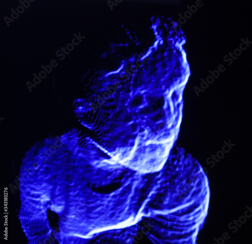3D human figure in polygonal mesh.
