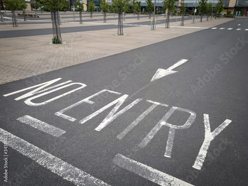 No Entry on Empty Carpark During Lockdown Restrictions - Diagonal