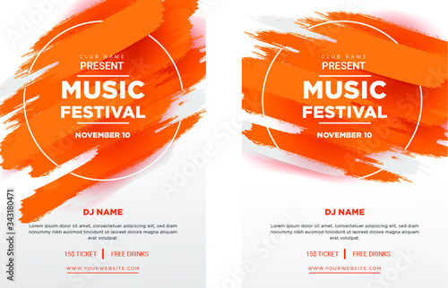 Music Festival Template with grunge shapes. vector