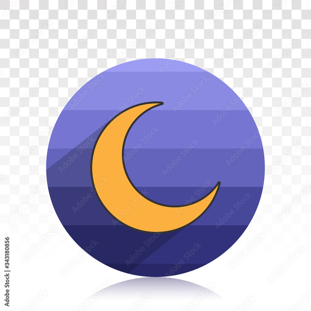 Crescent moon or night / nighttime vector flat icon for apps and websites on a transparent background Crescent moon or night / nighttime vector flat icon for apps and websites on a transparent background