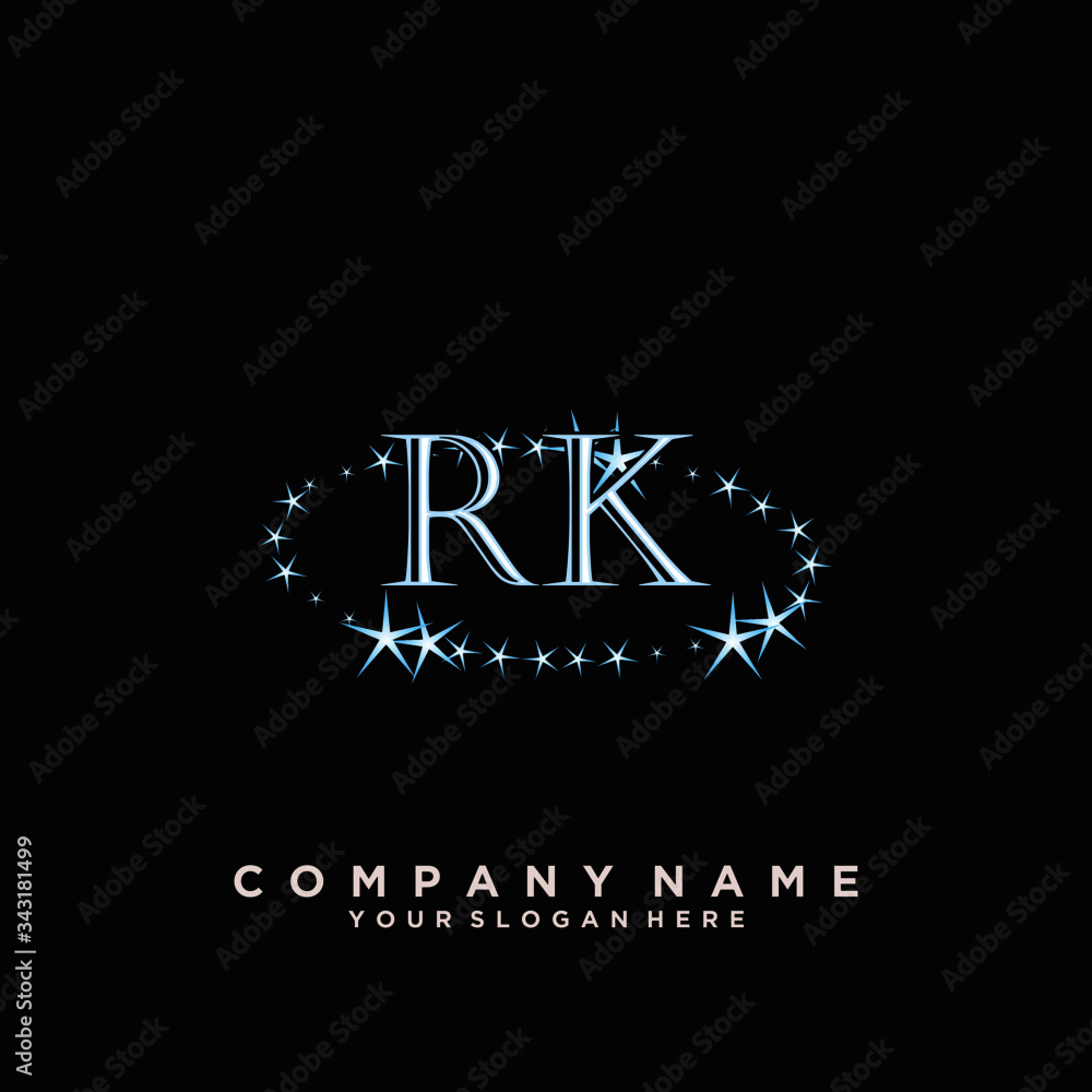 Initial Letter RK Logo With circle Template Vector