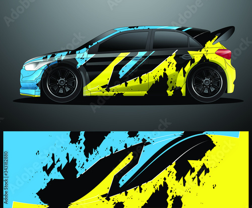 Rally car decal graphic wrap vector, abstract background