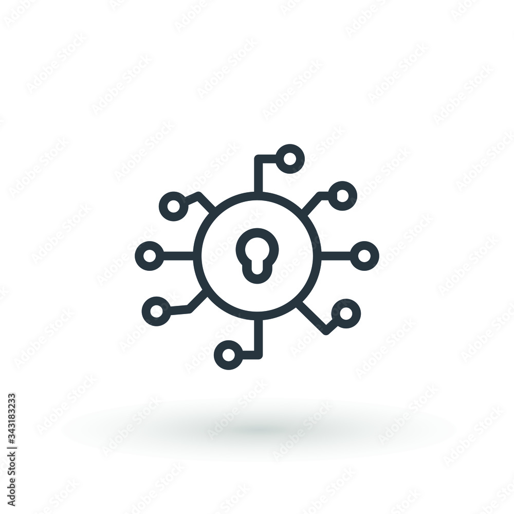 cyber security icon design, vector illustration graphic Security logo Artificial Intelligence Keyhole icon speed internet technology.