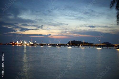 sea and pier in the evening at Sattahip ,Thailand  © pantkmutt