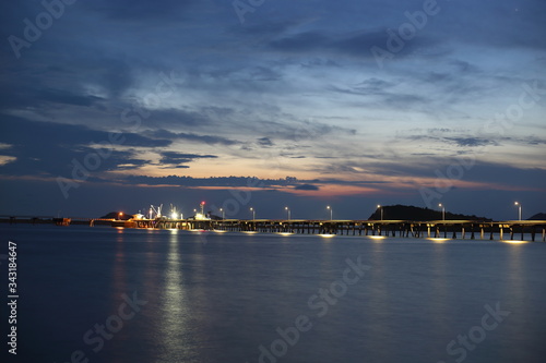 sea and pier in the evening at Sattahip ,Thailand  © pantkmutt