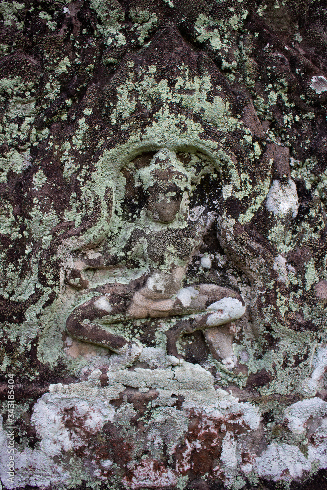 Naklejka premium Carving of dancer at ancient temple, Angkor, Cambodia