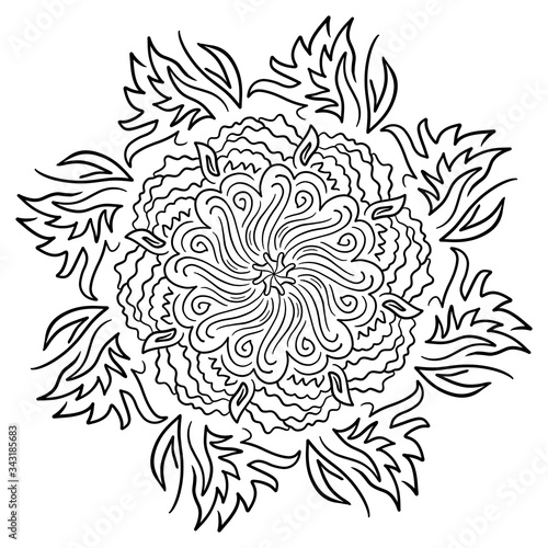 mandala pattern seamless white black element outline (ID: 343185683)