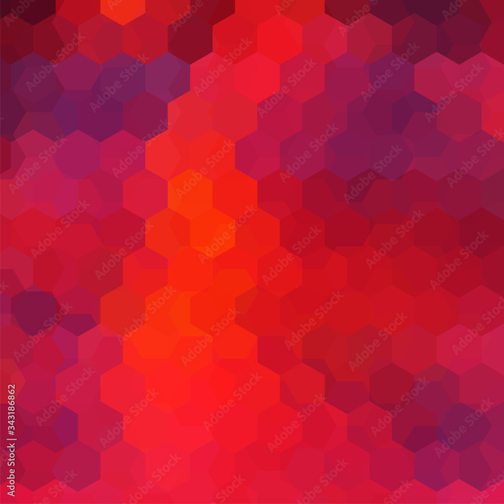 Fototapeta premium Background made of red, purple, orange hexagons. Square composition with geometric shapes. Eps 10