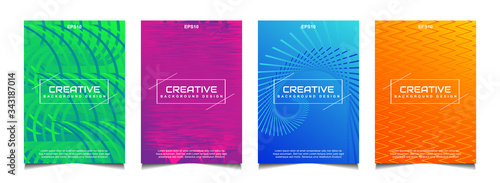 Set of trendy gradient cover poster design background template with dynamic soft colorful and abstract bright wavy fluid shapes. Vector a4 layout for modern flyer  annual report  book  presentation