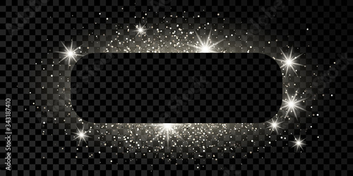 Silver rounded rectangle frame with glitter
