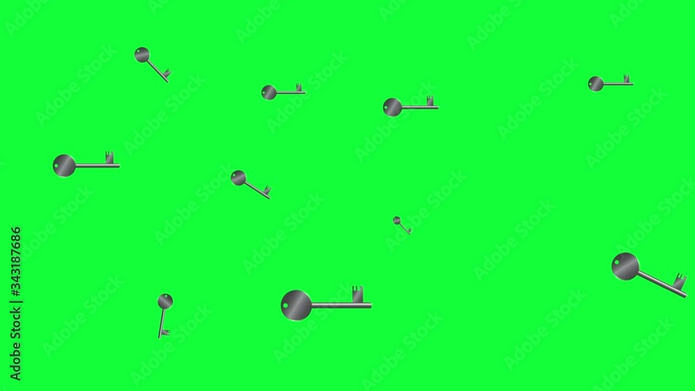 Vintage style lock keys animation elements green screen chroma key