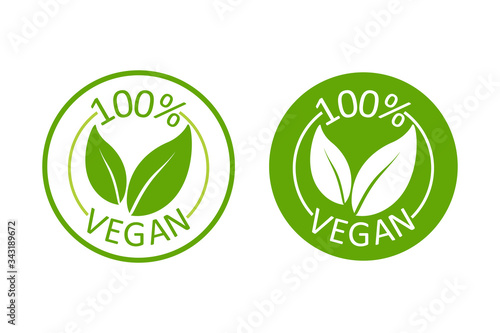 Vegan emblem. Vegan, great design for any purposes. Logo, symbol & background. Eco friendly vector illustration. Natural product. Vector icon design.