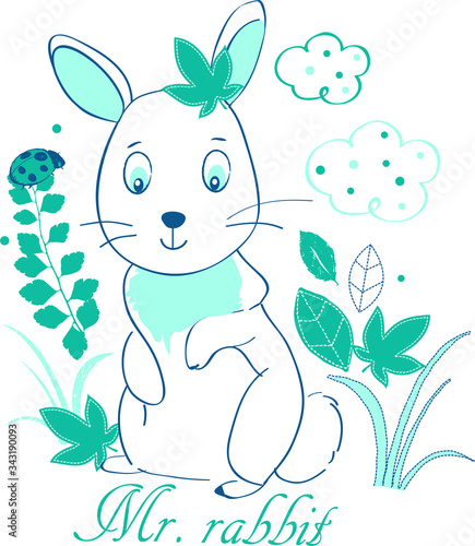 Funny bunny boy vector charater illustration