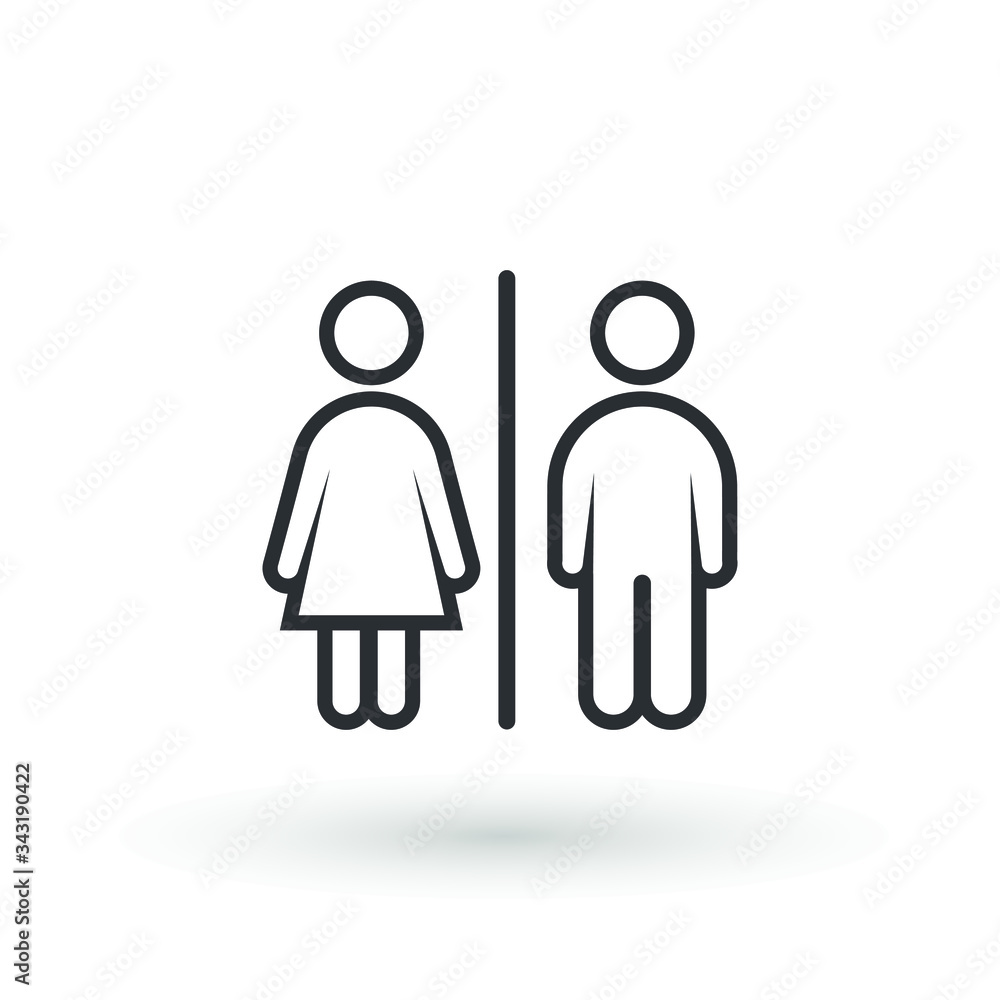 toilet icon or logo WC symbols, toilet sign Bathroom Male and female Gender icon Funny wc door plate symbol isolated sign vector illustration toilet icon or logo WC symbols, toilet sign Bathroom Male and female Gender icon Funny wc door plate symbol isolated sign vector illustration