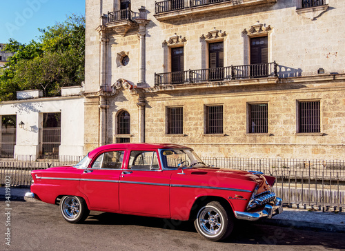 Vintage Car in front of the San Carlos and San Ambrosio Seminary, La Habana Vieja, Havana, La Habana Province, Cuba © Karol Kozłowski