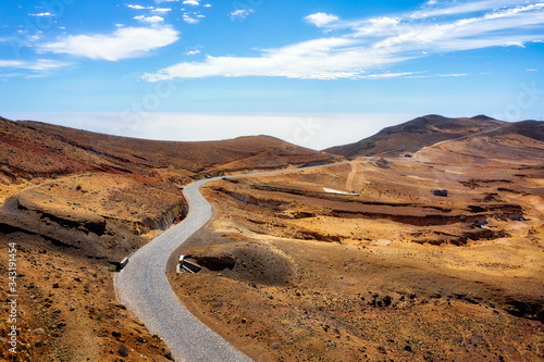 Road through the dry desert highlands of Santo Antao, Cape Verde