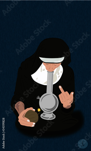 Nun taking a hit - VECTOR