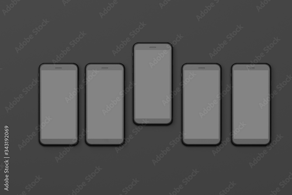 Black phone on black background. 3D rendering. Black phone on black background. 3D rendering.