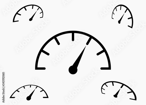 Vector illustration of speedometer icon on light background.