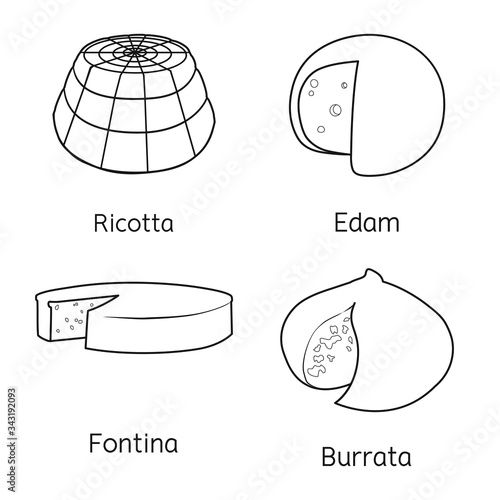 Vector illustration of product and food sign. Set of product and dairy stock vector illustration.