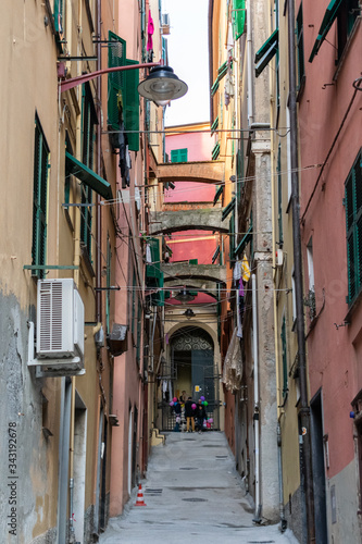 narrow street in genova italy