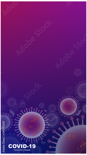Coronavirus COVID 2019-nCoV outbreak and influenza in light blue background. Pandemic medical health risk, immunology, virology, epidemiology concept. Vector. 