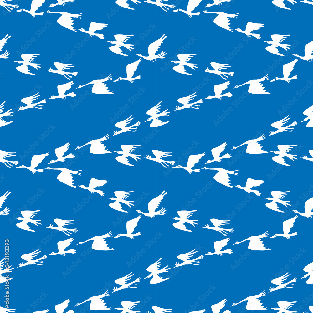 Seamless pattern of flock wild geees flying in the sky Seamless pattern of flock wild geees flying in the sky
