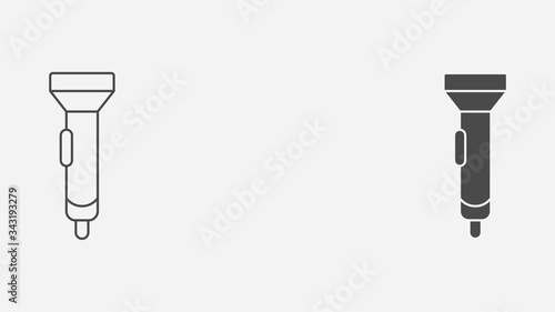 Flashlight outline and filled vector icon sign symbol