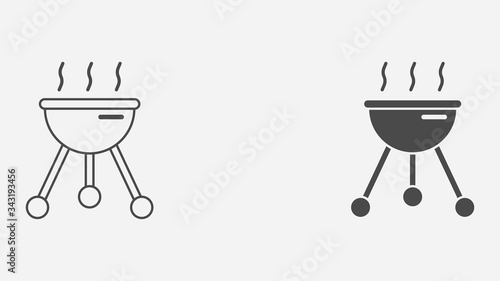 Grill outline and filled vector icon sign symbol