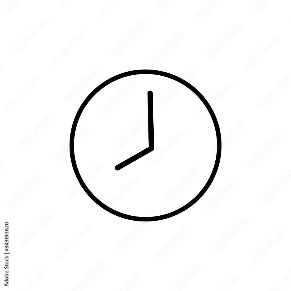 Clock line icon isolated on white background. Black and white simple watches. Time concept Clock line icon isolated on white background. Black and white simple watches. Time concept