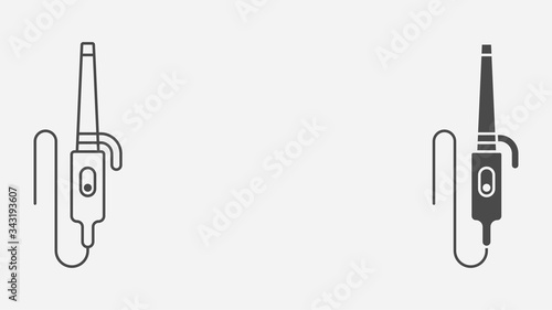 Hair curler outline and filled vector icon sign symbol