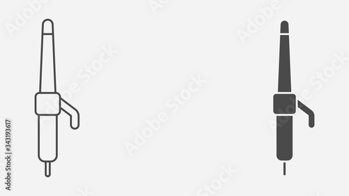 Hair curler outline and filled vector icon sign symbol