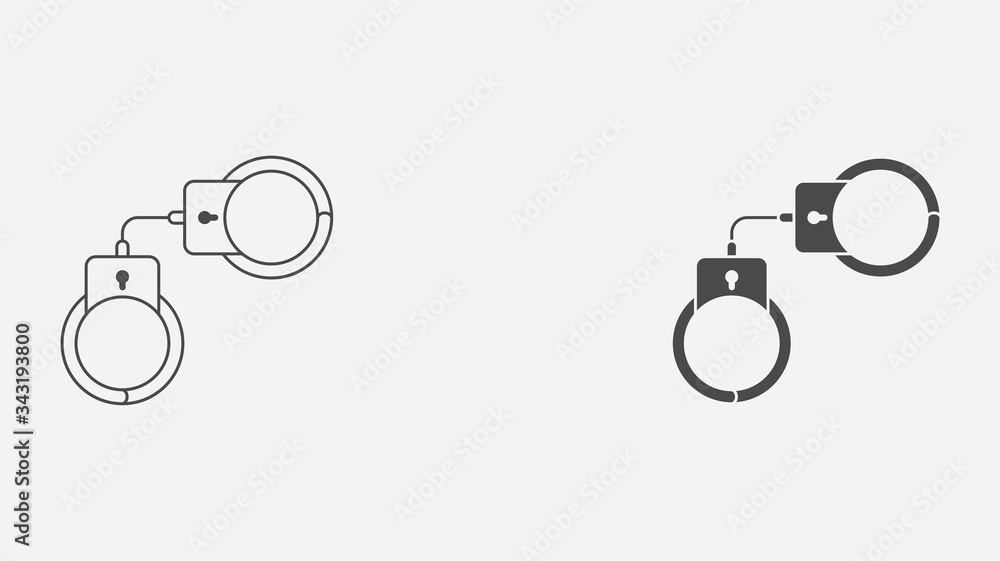 Handcuffs outline and filled vector icon sign symbol Handcuffs outline and filled vector icon sign symbol