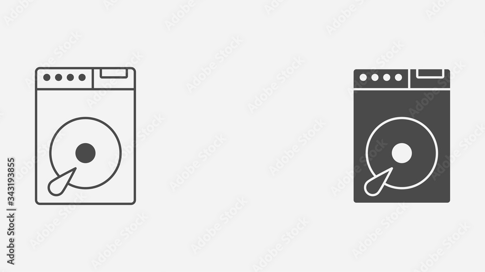 Hard disk outline and filled vector icon sign symbol