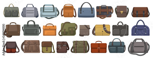 Men bag vector cartoon set icon. Isolated cartoon set icon leather satchel. Vector illustration men bag on white background.