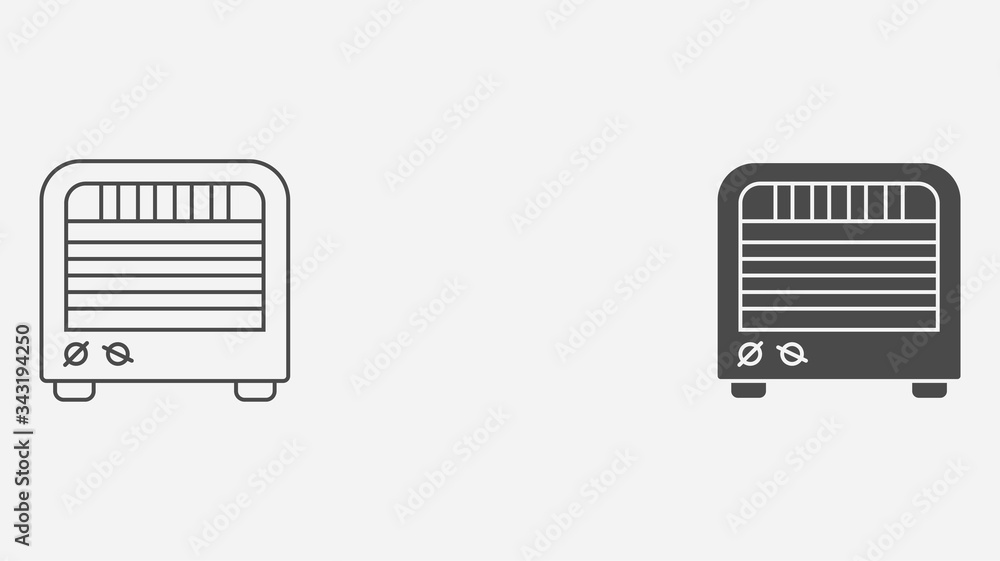 Heater outline and filled vector icon sign symbol Heater outline and filled vector icon sign symbol