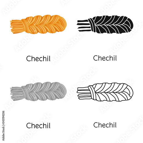 Vector design of chechil and cheese sign. Web element of chechil and meal stock vector illustration.