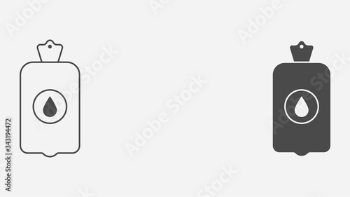 Hot water bottle outline and filled vector icon sign symbol