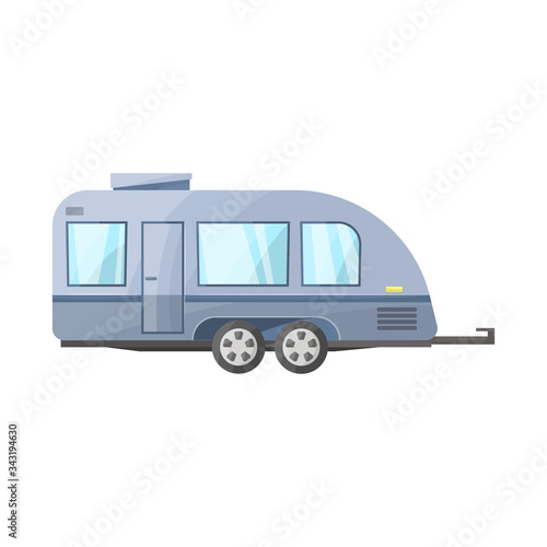 Vector illustration of trailer and camper sign. Web element of trailer and vintage vector icon for stock.