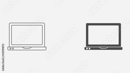 Laptop outline and filled vector icon sign symbol