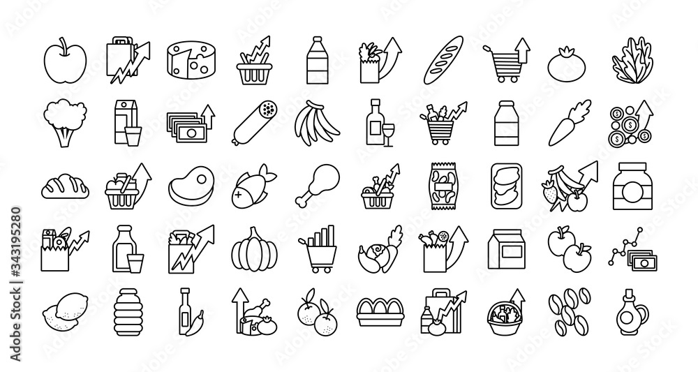 bundle of commodity basket icons bundle of commodity basket icons