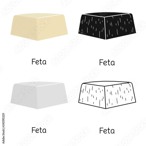 Vector illustration of cheese and feta sign. Graphic of cheese and piece stock symbol for web.