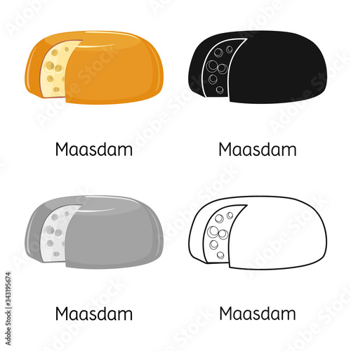 Vector design of cheese and maasdam sign. Web element of cheese and piece stock vector illustration.