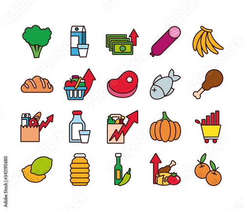 bundle of commodity basket icons