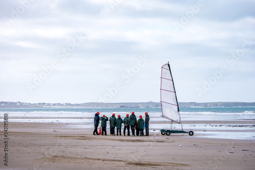 char à voile sur la plage de Penthièvre