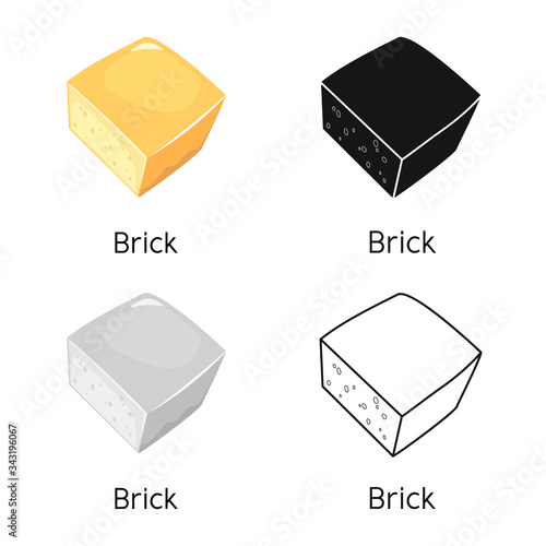 Vector illustration of cheese and brick sign. Graphic of cheese and appetizer vector icon for stock.