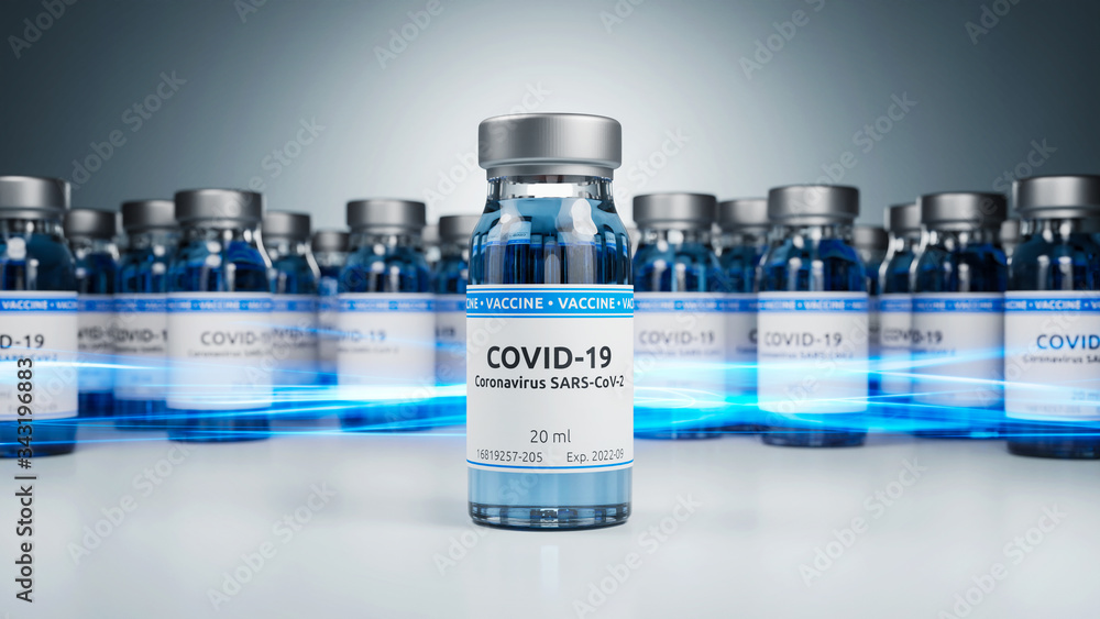 Mehrere Ampullen mit Impfstoff gegen Covid-19 Mehrere Ampullen mit Impfstoff gegen Covid-19