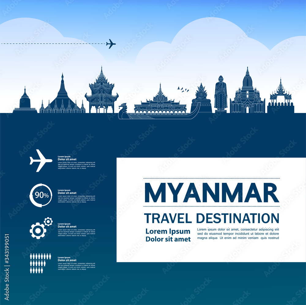 Myanmar travel destination grand vector illustration. 